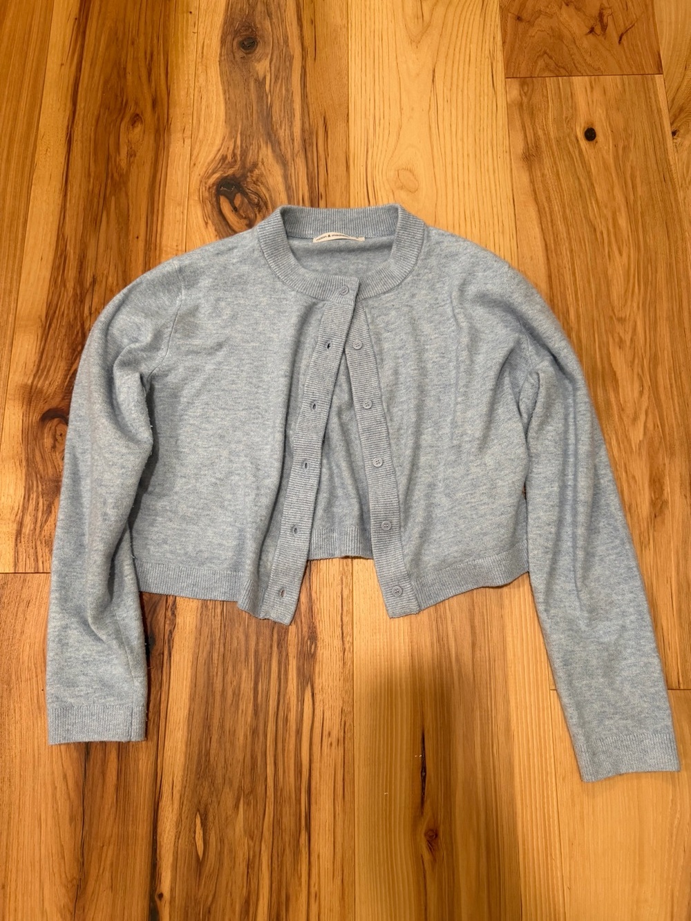 moon & madison Light Blue Cropped Button-Front Cardigan sweater